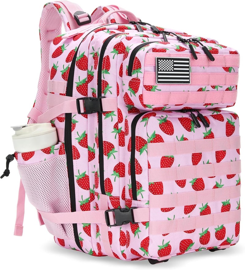 Lovelinks21 45L Tactical Assault Backpack 3 day assault pack with Molle Waterproof backpack Rucksack for Tactical Backpacks (Strawberry) - Image 1